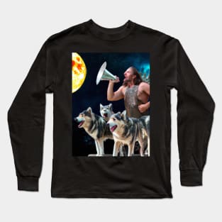 The animal lover with dogs sheering to space lovers and the moon Long Sleeve T-Shirt